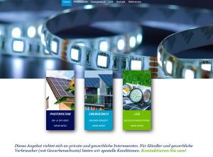 Das neue Design der Startseite der MTS Energy GmbH mit einem stylischen Full-Width Bild eines LED-Bandes.