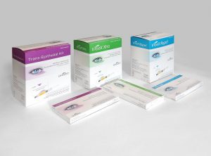 6 verschiedene Sorten von Verpackungen für eine Medizinfirma in 3 unterschiedlichen Farben