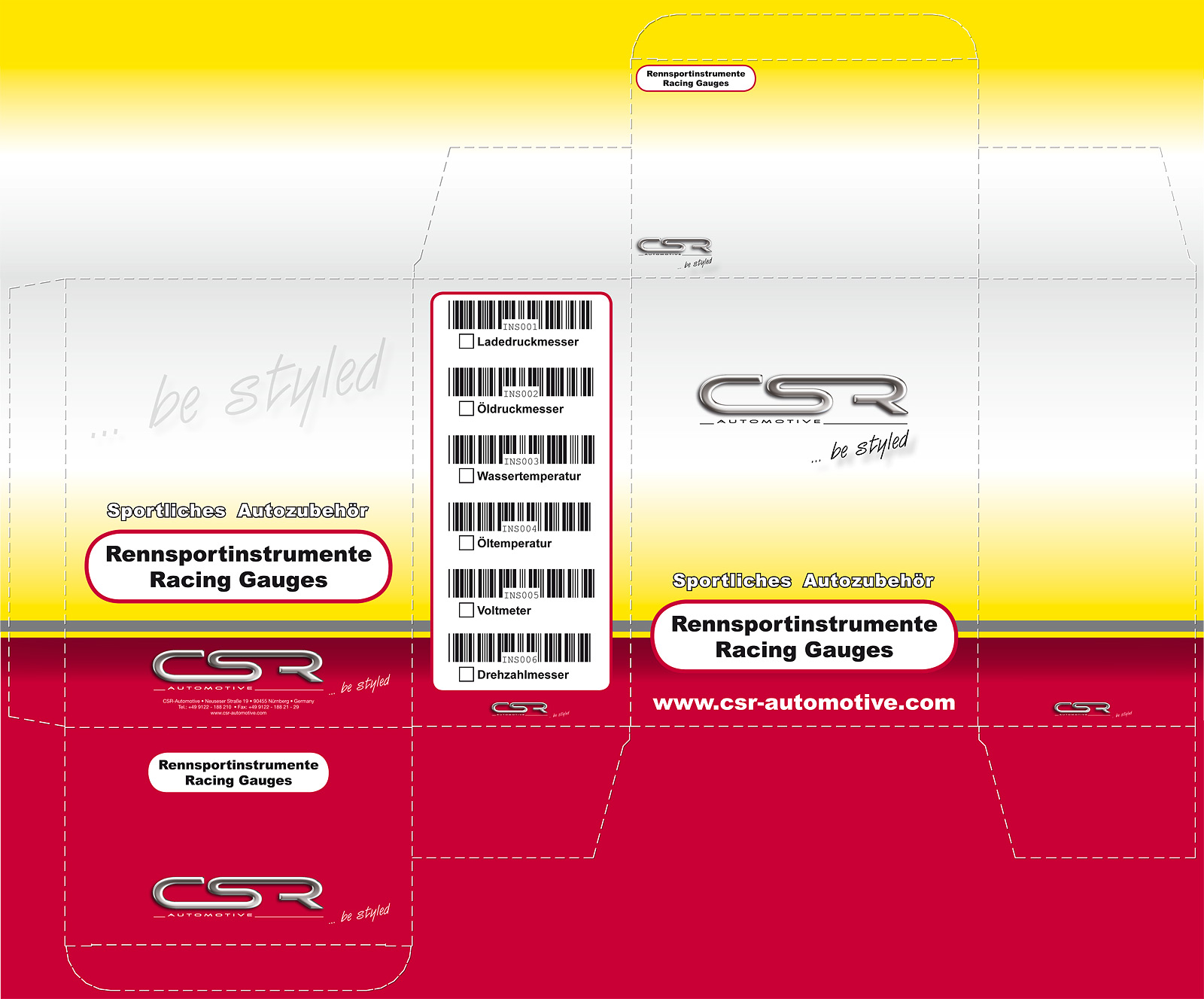 Aufgeklppte Verpackung Rennsportinstrumente Racing Gauges von CSR Automotive