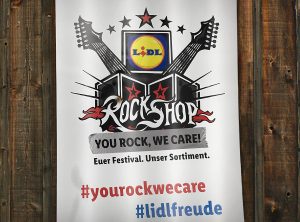 Formgeschnittenes Banner für den Lidl Rock Shop beim Rock im Park Festival