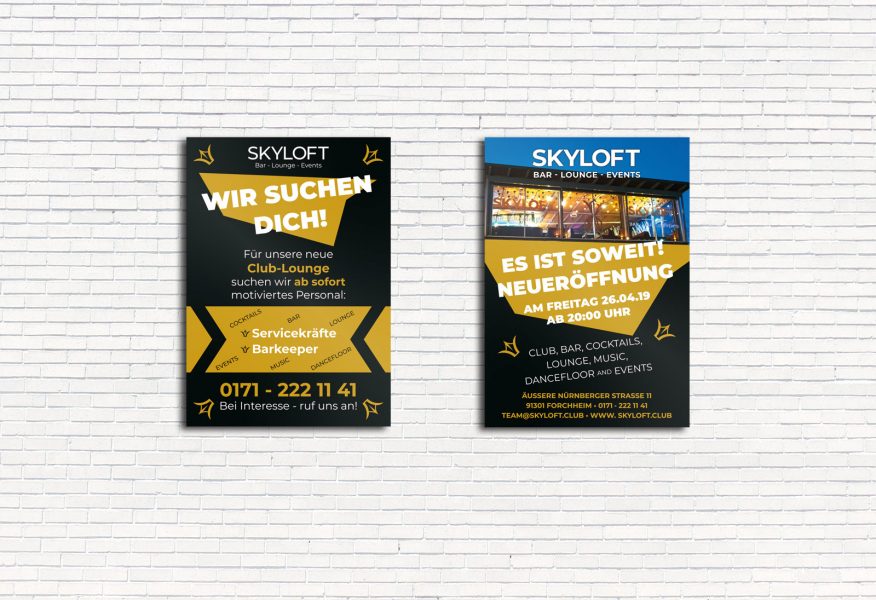 Zwei Poster für Skyloft aus Forchheim